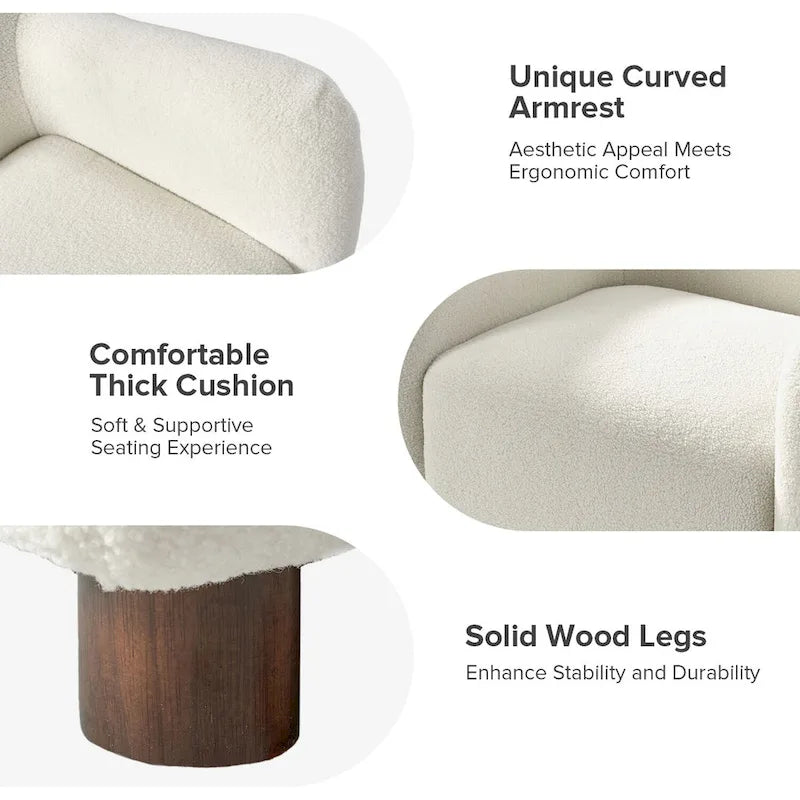 35-Inch Wide Tweed Upholstered "Teddy-Style" Accent Chair (Solid Wood Legs)