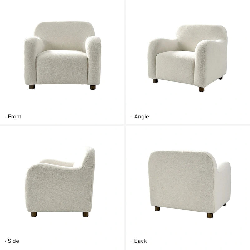 35-Inch Wide Tweed Upholstered "Teddy-Style" Accent Chair (Solid Wood Legs)