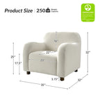 35-Inch Wide Tweed Upholstered "Teddy-Style" Accent Chair (Solid Wood Legs)