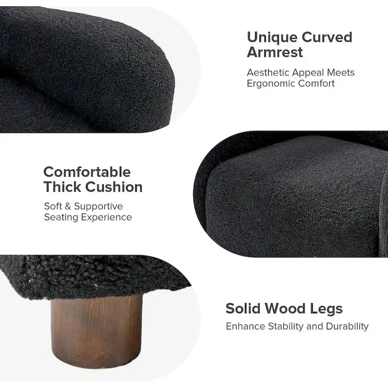 35-Inch Wide Tweed Upholstered "Teddy-Style" Accent Chair (Solid Wood Legs)