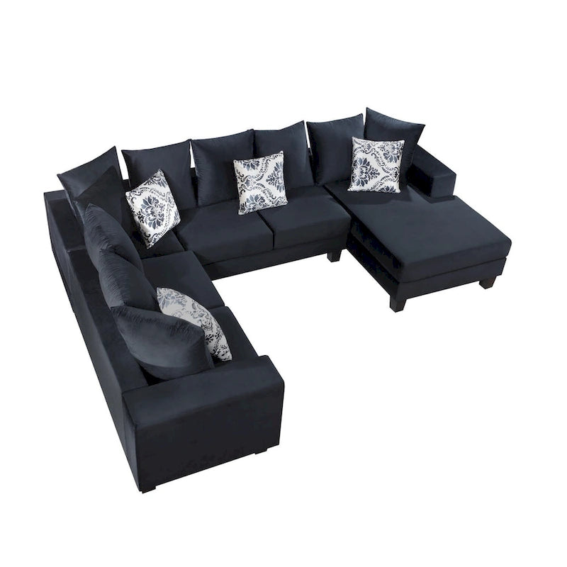 Modern U Shape Sectional Sofa with Lots of Pillows Included