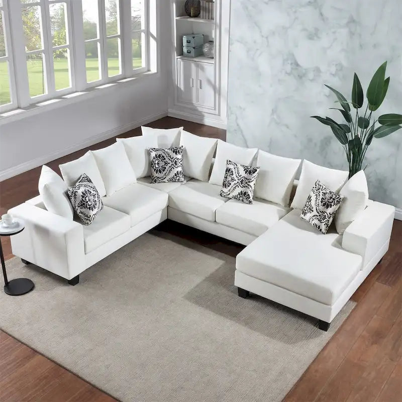 Modern U Shape Sectional Sofa with Lots of Pillows Included