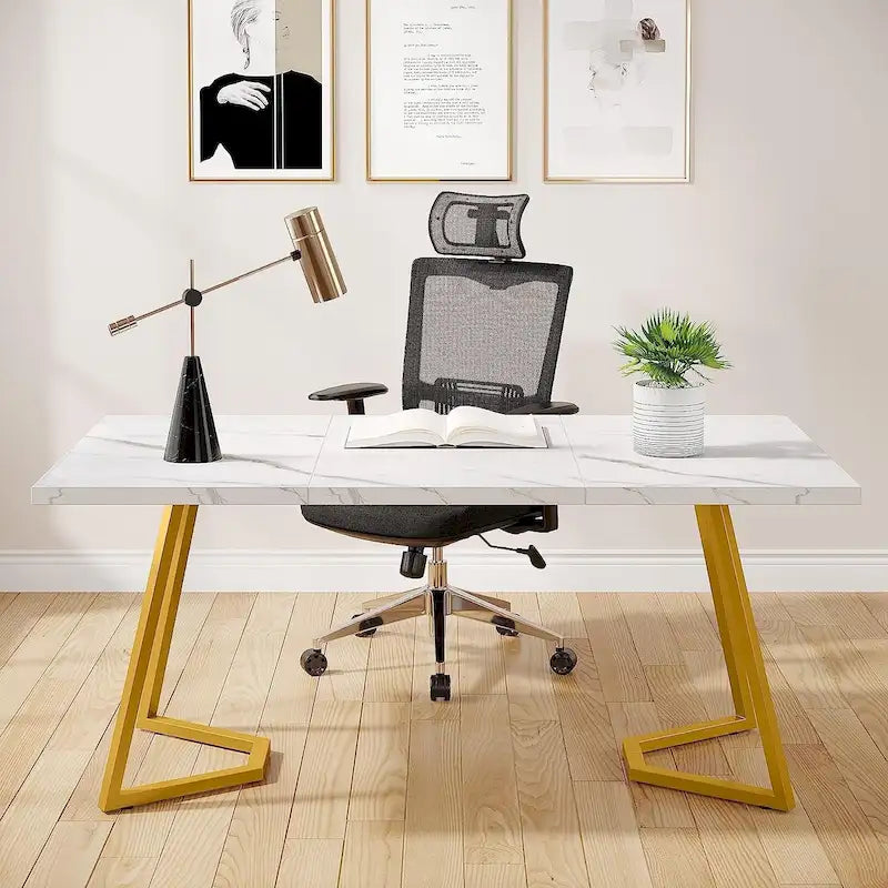 Computer Desk 55 Inches Office Table with Metal Legs for Home Office