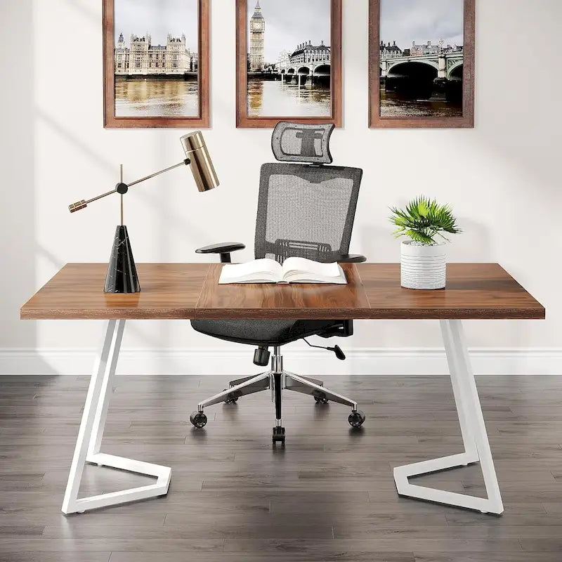 Computer Desk 55 Inches Office Table with Metal Legs for Home Office