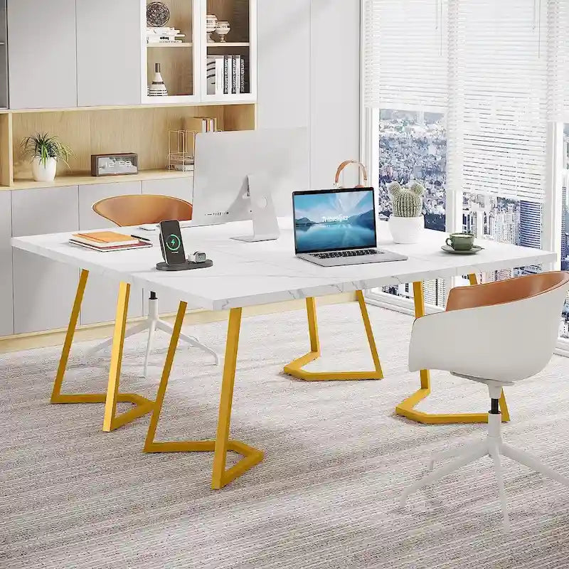 Computer Desk 55 Inches Office Table with Metal Legs for Home Office