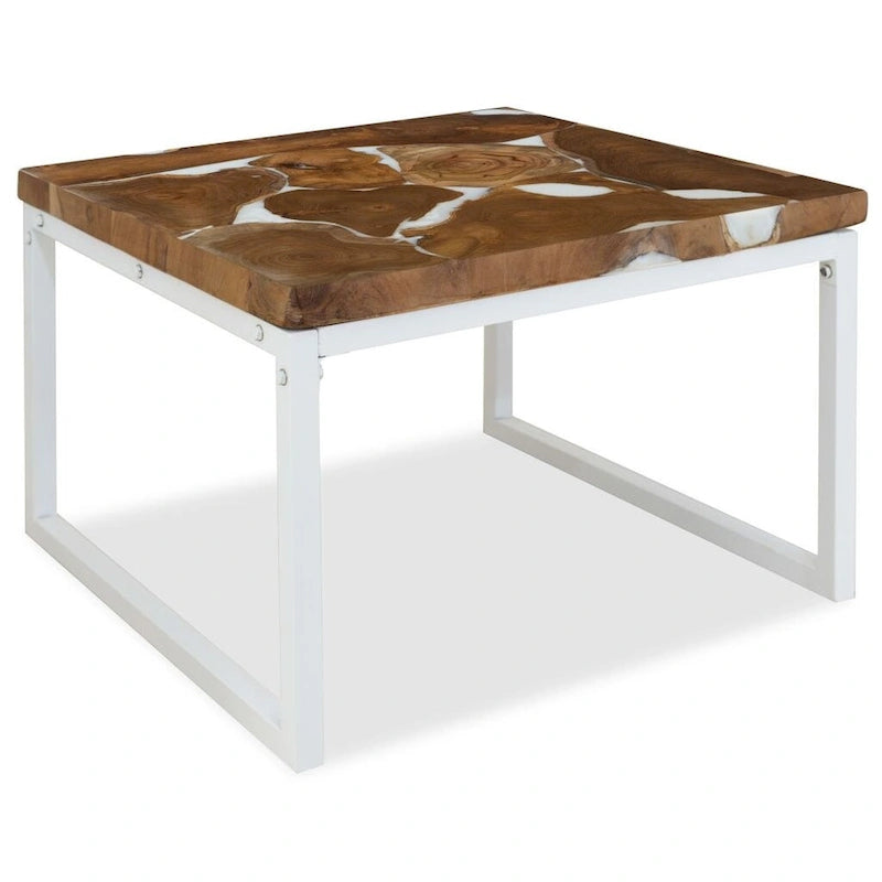 Coffee Table End Table Side Table Living Room Furniture Teak Resin - 23.6 x 23.6 x 15.7 (L x W x H)