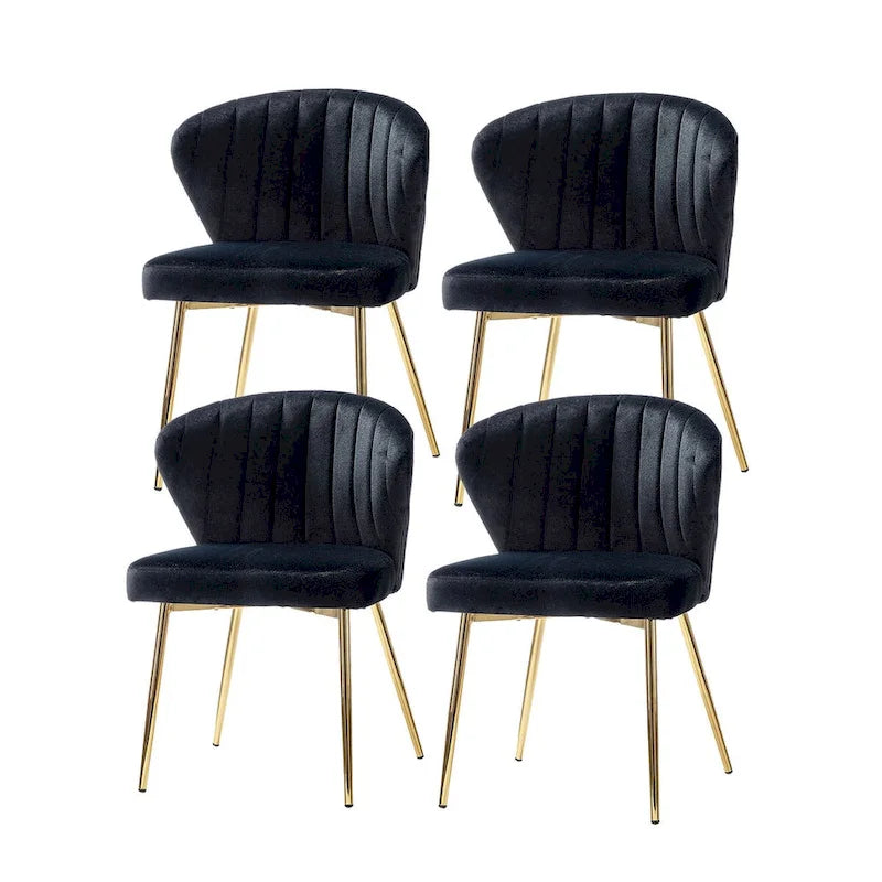 Velvet Upholstered Dining Chairs Set of 4 - Navy/Black/Ivory/Sage/Pink/Green/Yellow/Purple