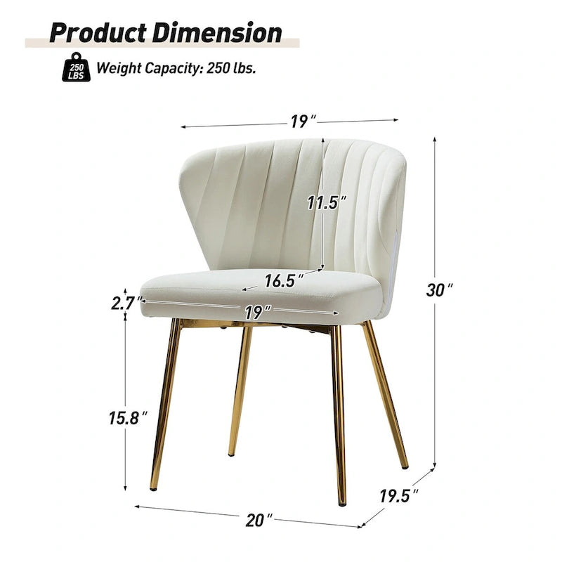 Velvet Upholstered Dining Chairs Set of 4 - Navy/Black/Ivory/Sage/Pink/Green/Yellow/Purple