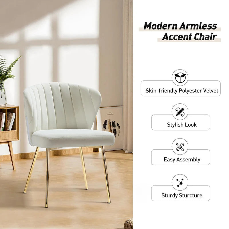 Velvet Upholstered Dining Chairs Set of 4 - Navy/Black/Ivory/Sage/Pink/Green/Yellow/Purple