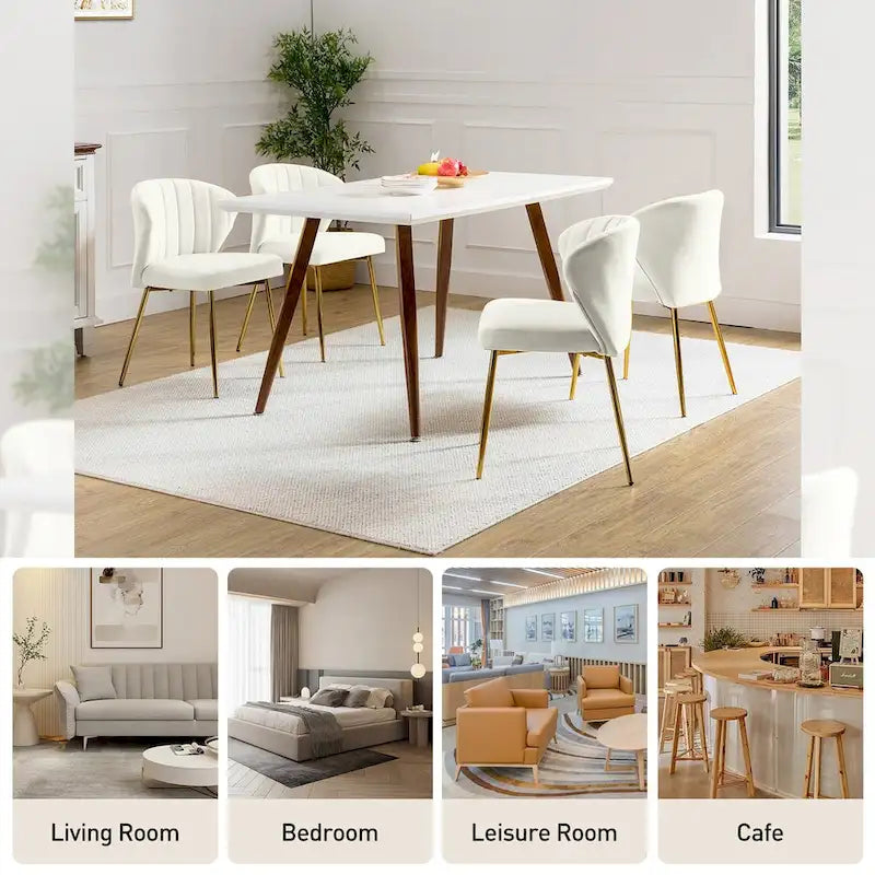 Velvet Upholstered Dining Chairs Set of 4 - Navy/Black/Ivory/Sage/Pink/Green/Yellow/Purple