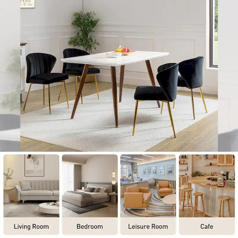 Velvet Upholstered Dining Chairs Set of 4 - Navy/Black/Ivory/Sage/Pink/Green/Yellow/Purple