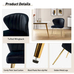 Velvet Upholstered Dining Chairs Set of 4 - Navy/Black/Ivory/Sage/Pink/Green/Yellow/Purple