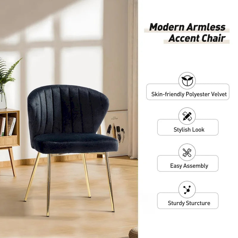 Velvet Upholstered Dining Chairs Set of 4 - Navy/Black/Ivory/Sage/Pink/Green/Yellow/Purple