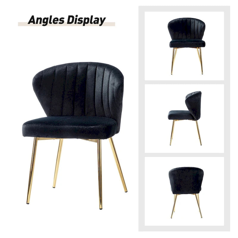 Velvet Upholstered Dining Chairs Set of 4 - Navy/Black/Ivory/Sage/Pink/Green/Yellow/Purple