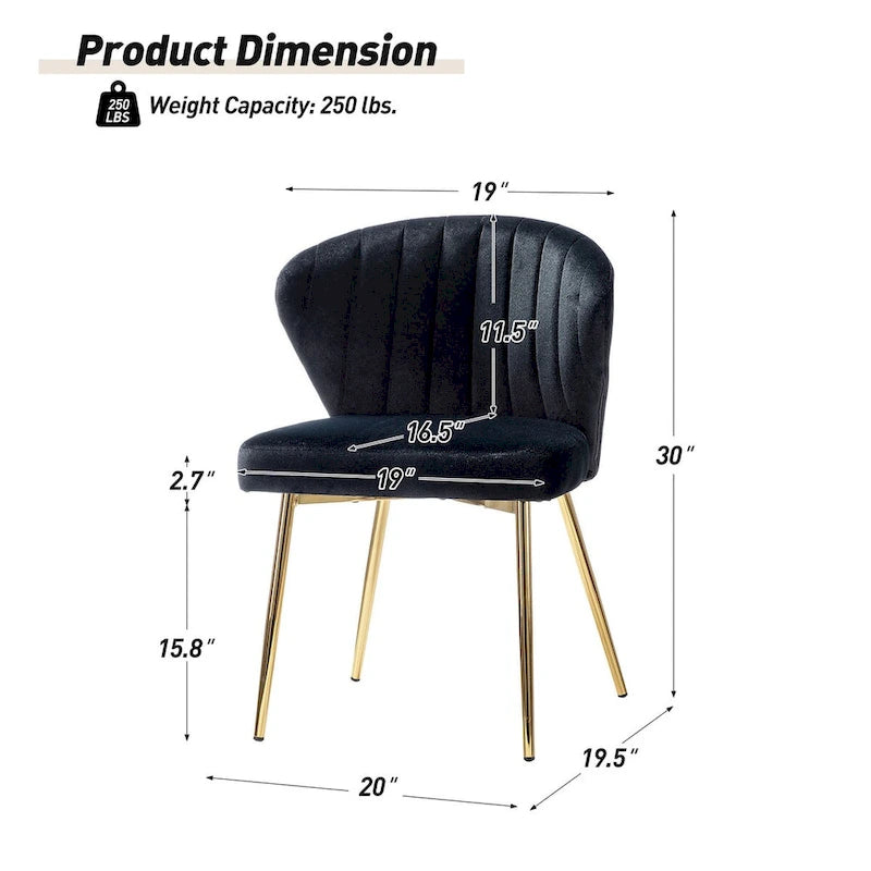 Velvet Upholstered Dining Chairs Set of 4 - Navy/Black/Ivory/Sage/Pink/Green/Yellow/Purple