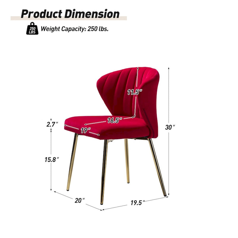 Velvet Upholstered Dining Chairs Set of 4 - Navy/Black/Ivory/Sage/Pink/Green/Yellow/Purple