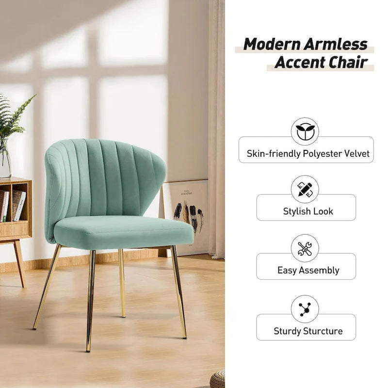 Velvet Upholstered Dining Chairs Set of 4 - Navy/Black/Ivory/Sage/Pink/Green/Yellow/Purple