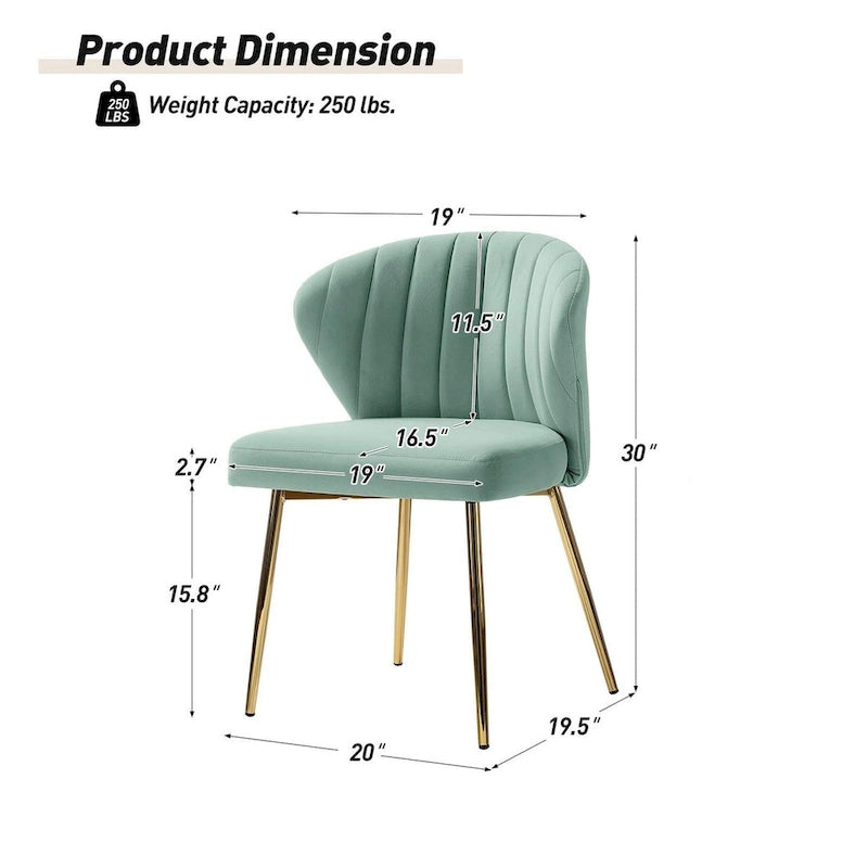 Velvet Upholstered Dining Chairs Set of 4 - Navy/Black/Ivory/Sage/Pink/Green/Yellow/Purple