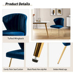 Velvet Upholstered Dining Chairs Set of 4 - Navy/Black/Ivory/Sage/Pink/Green/Yellow/Purple