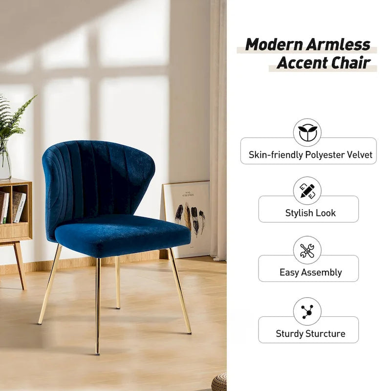 Velvet Upholstered Dining Chairs Set of 4 - Navy/Black/Ivory/Sage/Pink/Green/Yellow/Purple