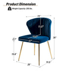 Velvet Upholstered Dining Chairs Set of 4 - Navy/Black/Ivory/Sage/Pink/Green/Yellow/Purple