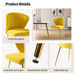 Velvet Upholstered Dining Chairs Set of 4 - Navy/Black/Ivory/Sage/Pink/Green/Yellow/Purple