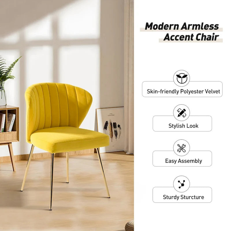 Velvet Upholstered Dining Chairs Set of 4 - Navy/Black/Ivory/Sage/Pink/Green/Yellow/Purple