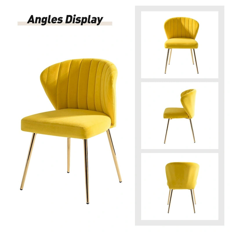 Velvet Upholstered Dining Chairs Set of 4 - Navy/Black/Ivory/Sage/Pink/Green/Yellow/Purple