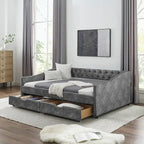 Full Size Daybed with Drawers Upholstered Tufted Sofa Bed