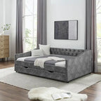 Full Size Daybed with Drawers Upholstered Tufted Sofa Bed