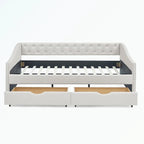 Full Size Daybed with Drawers Upholstered Tufted Sofa Bed