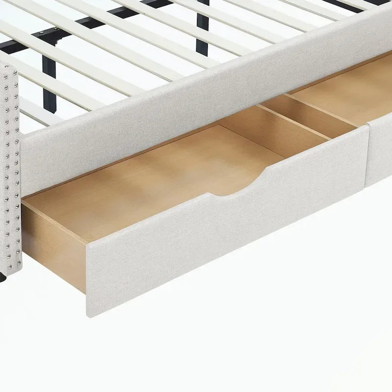 Full Size Daybed with Drawers Upholstered Tufted Sofa Bed