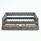 Full Size Daybed with Drawers Upholstered Tufted Sofa Bed