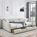 Queen Size Daybed with Drawers Upholstered Tufted Sofa Bed