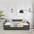 Queen Size Daybed with Drawers Upholstered Tufted Sofa Bed