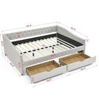 Queen Size Daybed with Drawers Upholstered Tufted Sofa Bed