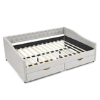Queen Size Daybed with Drawers Upholstered Tufted Sofa Bed