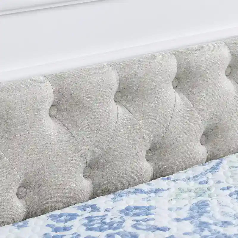 Queen Size Daybed with Drawers Upholstered Tufted Sofa Bed