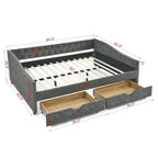 Queen Size Daybed with Drawers Upholstered Tufted Sofa Bed