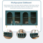 Wood Tv Stand With Storage Cabinet & Adjustable Shelves