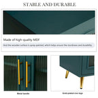 Wood Tv Stand With Storage Cabinet & Adjustable Shelves