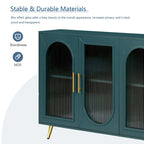 Wood Tv Stand With Storage Cabinet & Adjustable Shelves