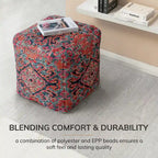 20-inch Multicolor Square Pouf Ottoman - Handmade Footrest for Living Room, Nursery