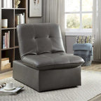 Modern-Style Tufted Faux Leather Adjustable Lounge Chair