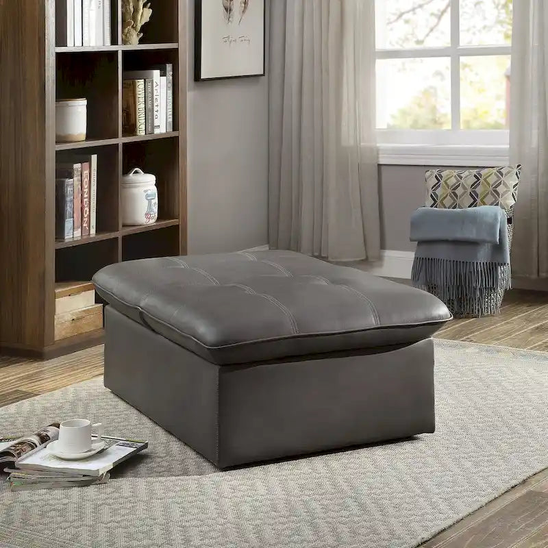 Modern-Style Tufted Faux Leather Adjustable Lounge Chair