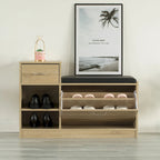Wooden Entryway Shoe Storage Bench with Cushion