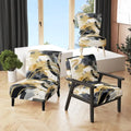 Designart Pastel Abstract With Blue Black & Gold Spots III Upholstered Fractals Accent Chair and Modern Arm Chair