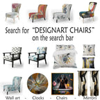 Pastel Abstract With Blue Black & Gold Spots III Upholstered Fractals Accent Chair and Modern Arm Chair