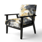 Pastel Abstract With Blue Black & Gold Spots III Upholstered Fractals Accent Chair and Modern Arm Chair