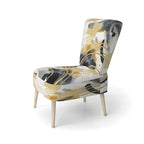 Pastel Abstract With Blue Black & Gold Spots III Upholstered Fractals Accent Chair and Modern Arm Chair